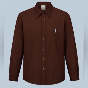 Burgundy fish logo linen shirt